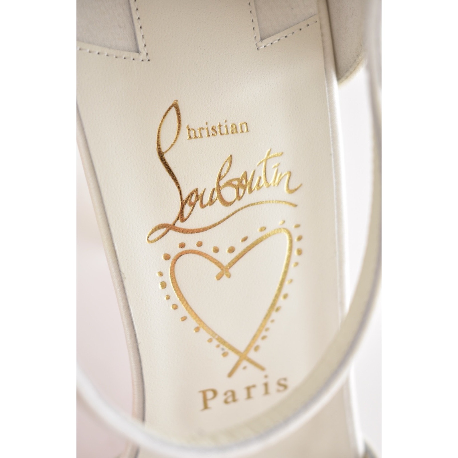 Christian Louboutin Sandaloo 130 Ivory Crepe Satin Platform Block Heel Sandal 42 — image 8 of 8